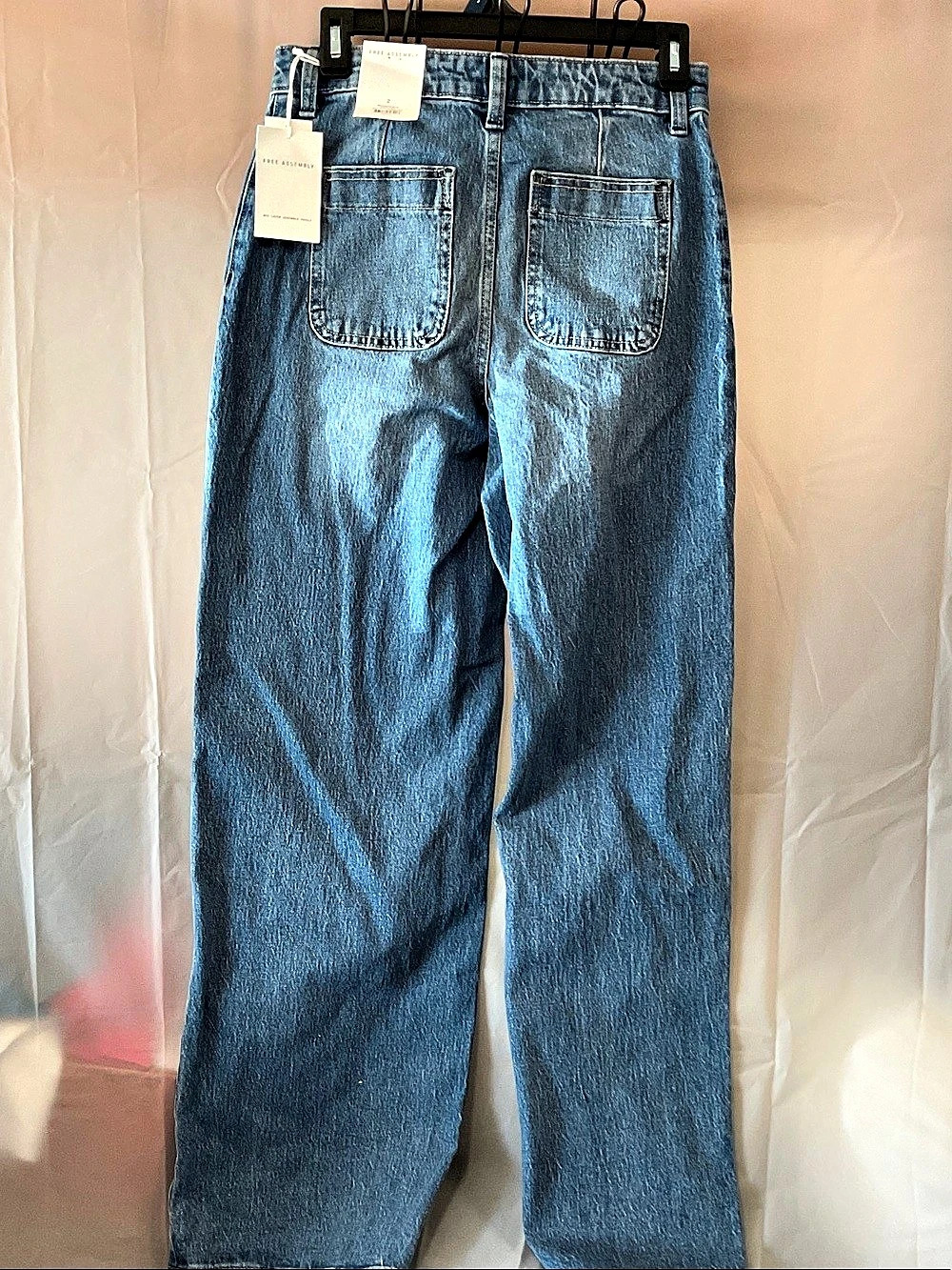 Free Assembly Women's Wide Leg Jeans with Patch Pockets Blue Size 2